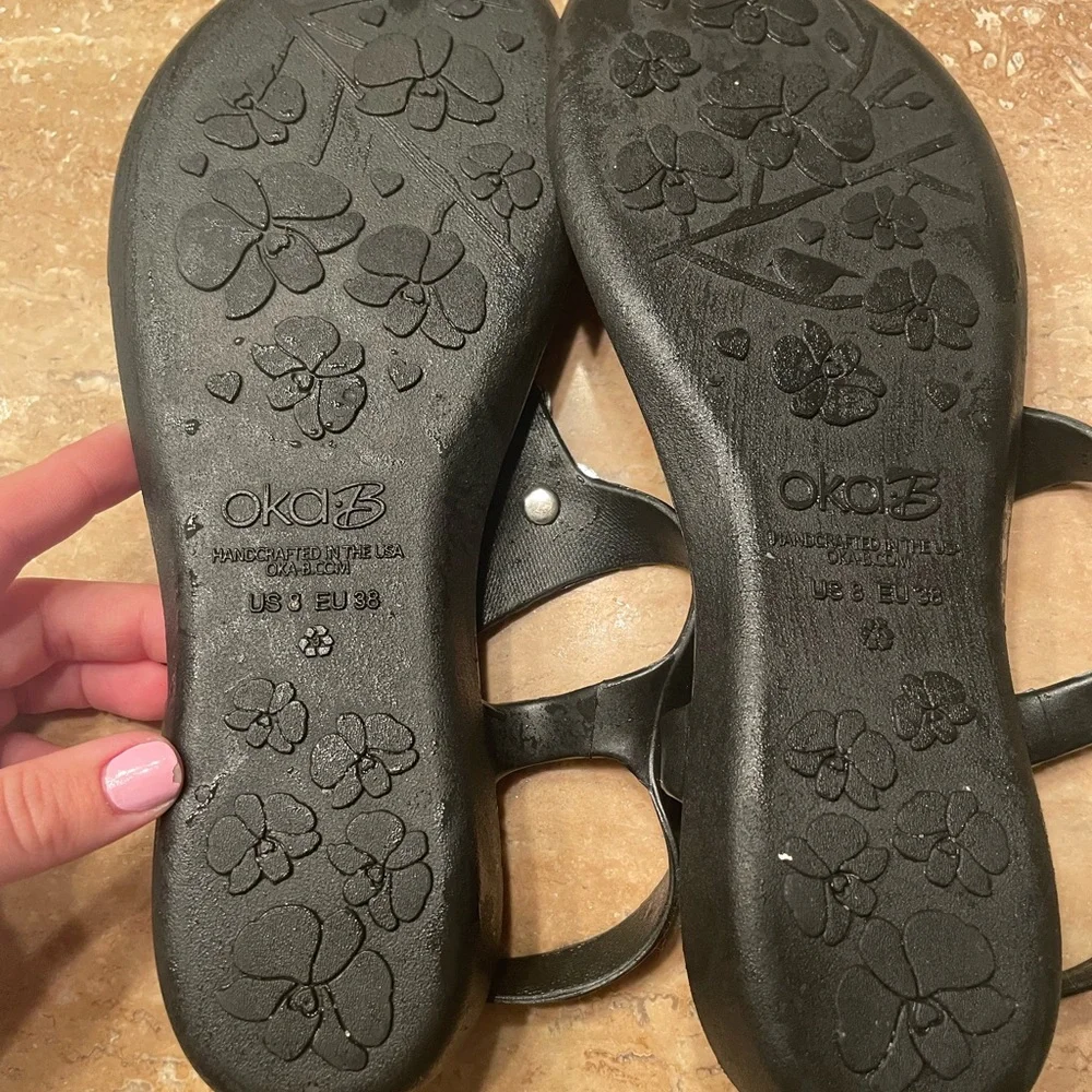 OKA b. Black Sandals with Silver Accents - Picture 3 of 4